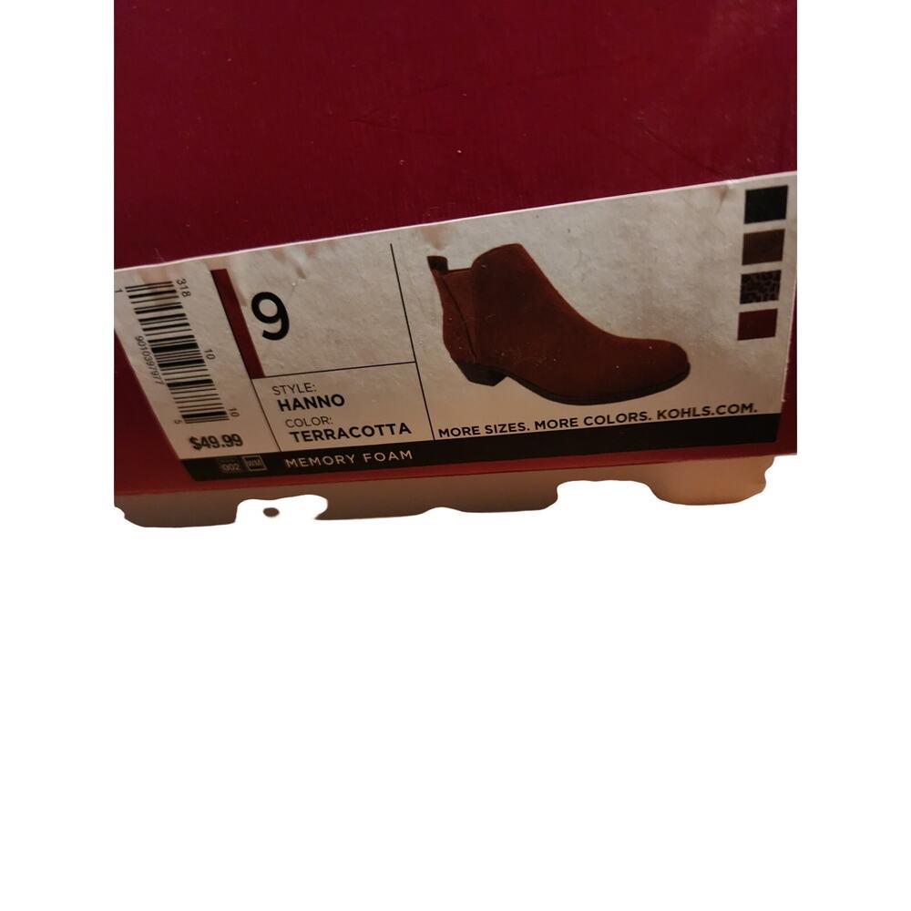 SO Terracotta Ankle Boots Women Size 9M Faux Suede Block Heel - Picture 3 of 8